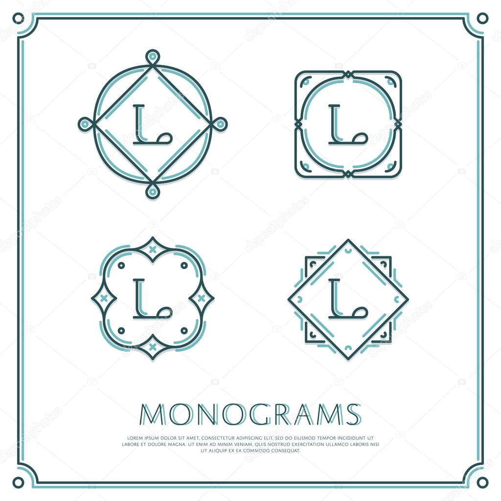Line Letter L Monogram. Vector Logo. Design Border Elements.