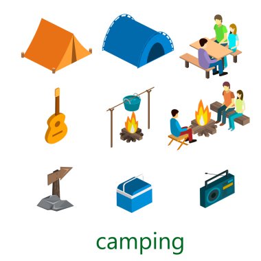 Isometric landscape for camping clipart