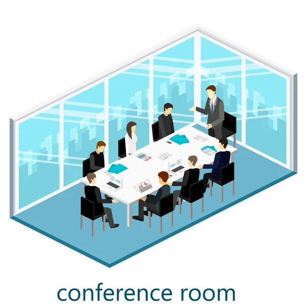 3d isométrique bureau salle de réunion — Image vectorielle