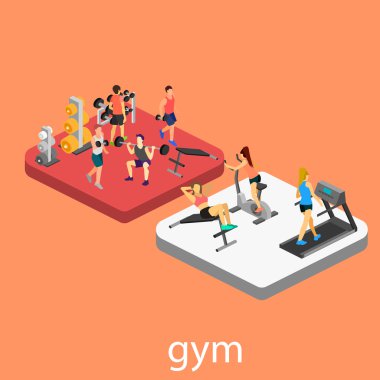 Isometric interior of gym clipart