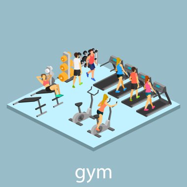 Isometric interior of gym clipart