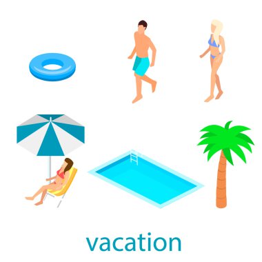 Yüzme havuzunun izometrik tasarım