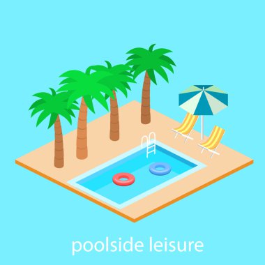 Yüzme havuzunun izometrik tasarım