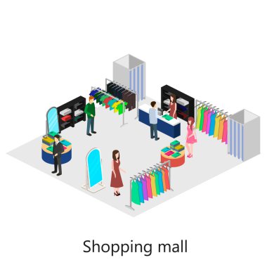 İzometrik iç shoping alışveriş merkezi