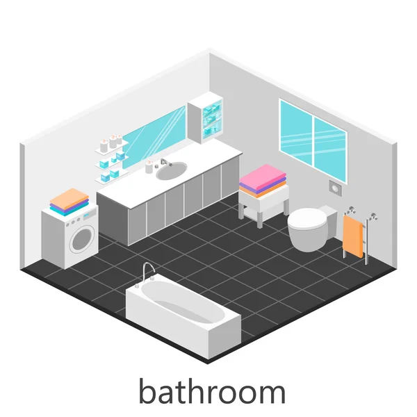 Isometric interior of bathroom — Stock Vector