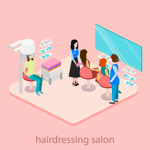 Isomeric interior of beauty salon — Stock Vector