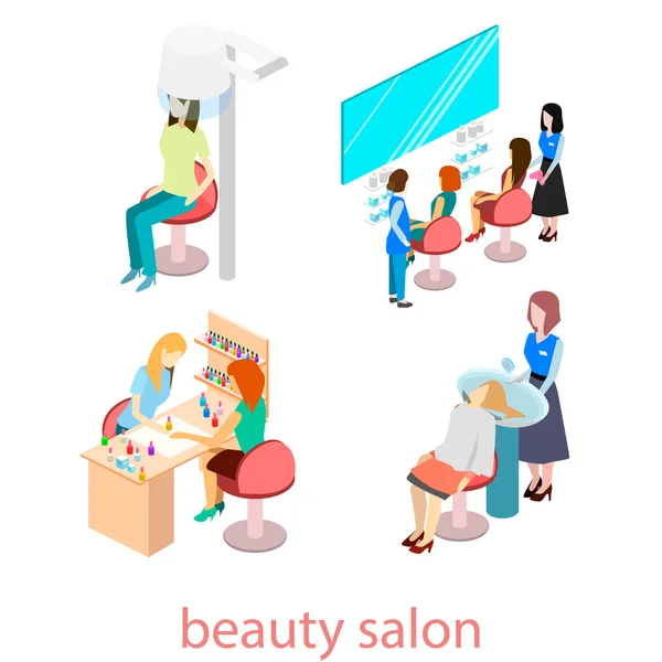 Isomeric interior of beauty salon — Stock Vector