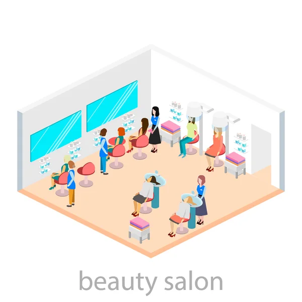 Isomeric interior of beauty salon — Stock Vector