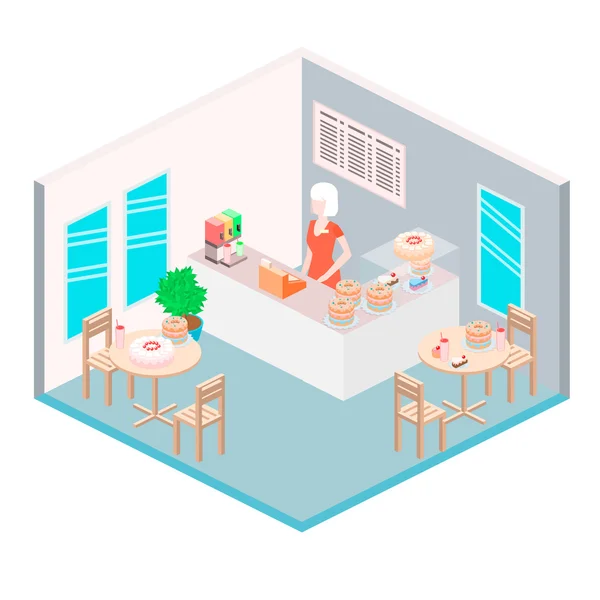 Isometric interior of sweet-shop — Stock Vector