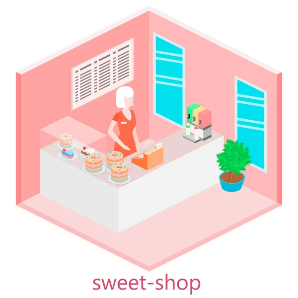 等距内部的甜店 — 图库矢量图片