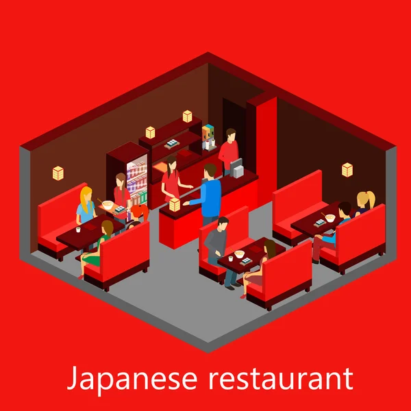 Restaurante de sushi isométrico — Vector de stock