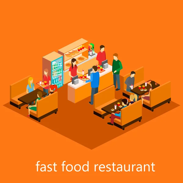 Ristorante isometrico fast food — Vettoriale Stock