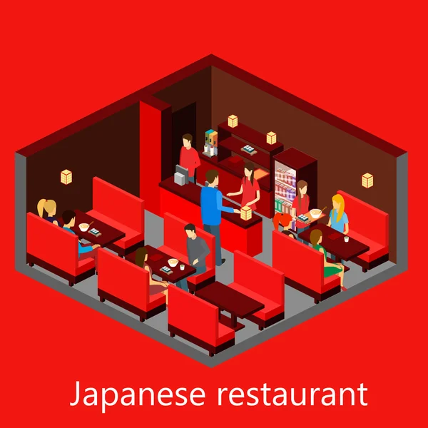 Isometrische sushi restaurant — Stockvector