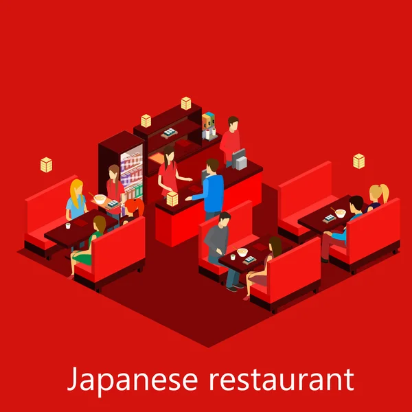 Restaurant de sushis isométriques — Image vectorielle