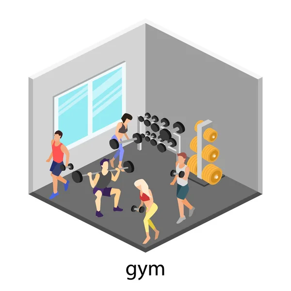 Isometric interior of gym — Stock Vector