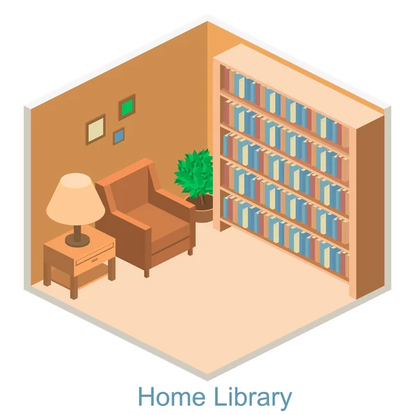 Biblioteca interna isometrica — Vettoriale Stock