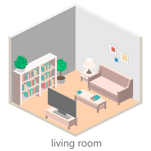 Изометрический интерьер гостиной
