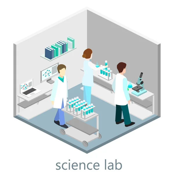 Izometrikus belső laboratóriumi tudomány — Stock Vector