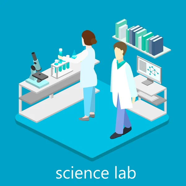 Interior isométrico del laboratorio de ciencias — Archivo Imágenes Vectoriales