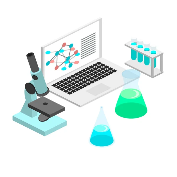 Espacio de trabajo del laboratorio isométrico — Vector de stock