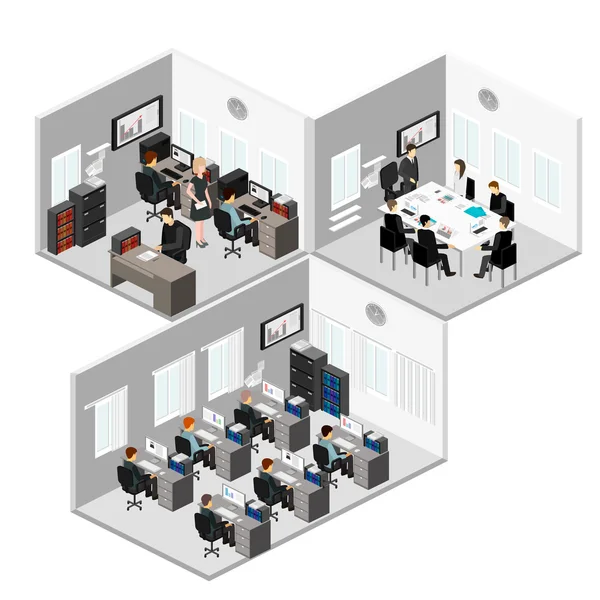 3d isometric office interior — Stock Vector