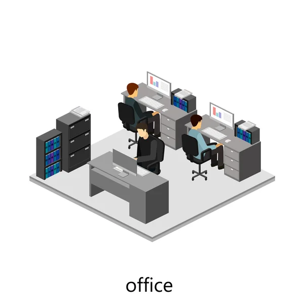 3d isometrischer Büroinnenraum — Stockvektor