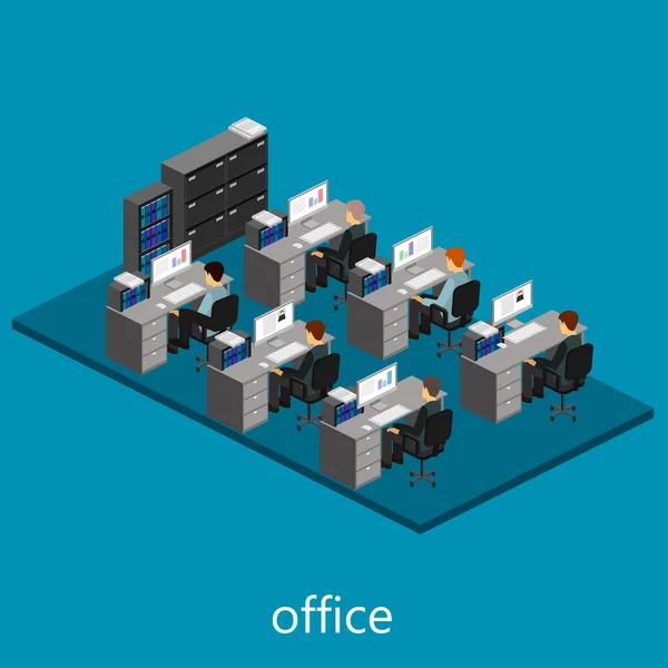 3次元等尺性のオフィスのインテリア — ストックベクタ