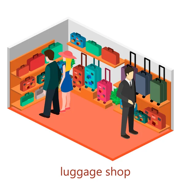 Interior plano de la tienda de equipaje . — Vector de stock