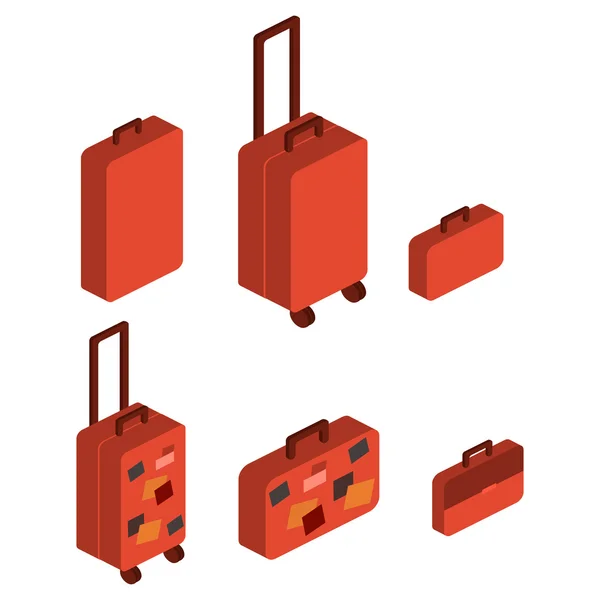 Travel suitcases. Isometric objects — Stock Vector