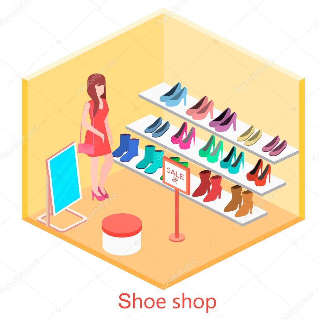 Isometric interior shoes shop