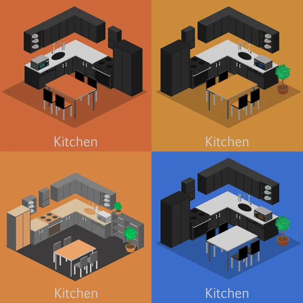 Isometrischer Innenraum der Küche — Stockvektor