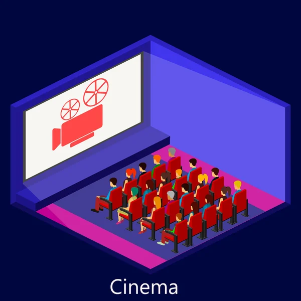 Interior isométrico del cine — Vector de stock