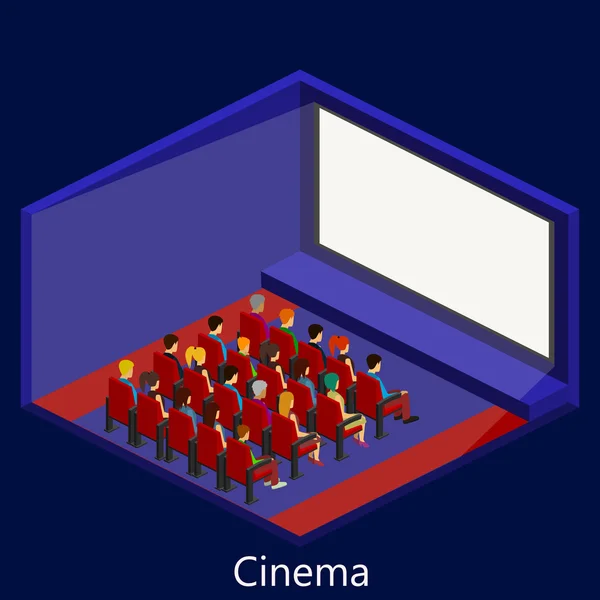 Interior isométrico do cinema —  Vetores de Stock