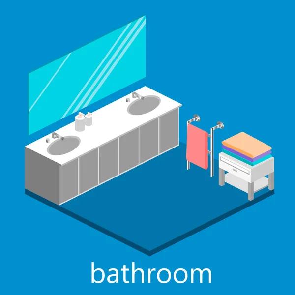 Isometric interior of bathroom — Stock Vector