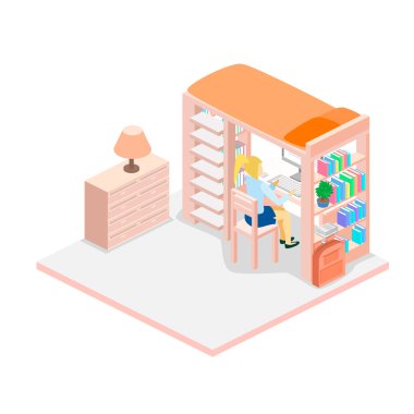 Çocuk için izometrik işyeri. 