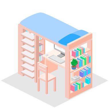 Çocuk için izometrik işyeri. 