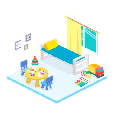 Çocuk Oyun Odası izometrik simgesi 