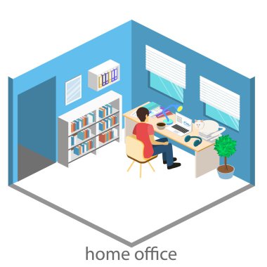 isometric abstract office  clipart