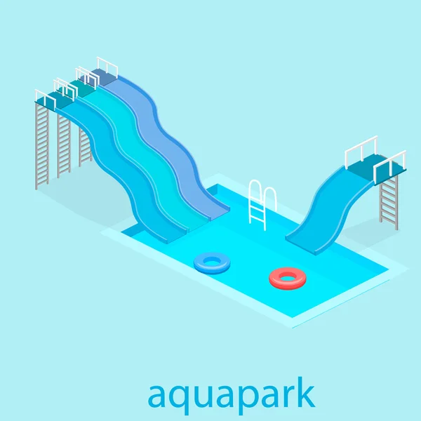 아이소메트릭 여름 aquapark. — 스톡 벡터