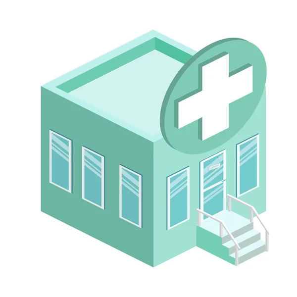 Isometric pharmacy building — Stock Vector