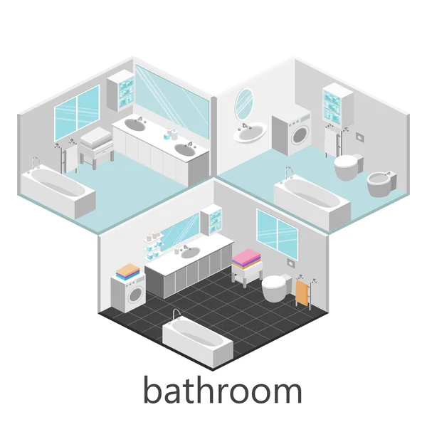 Isometric interior of bathroom — Stock Vector