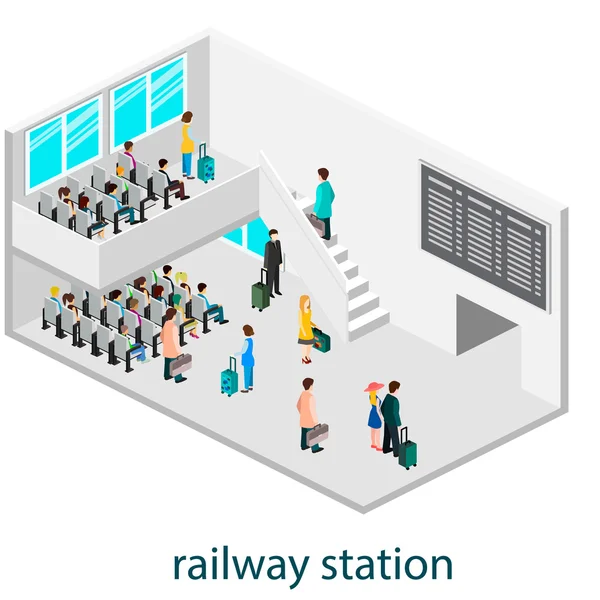 Väntar på hall eller järnvägsstation. — Stock vektor