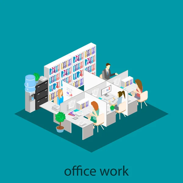 Office verdieping interieur afdelingen — Stockvector