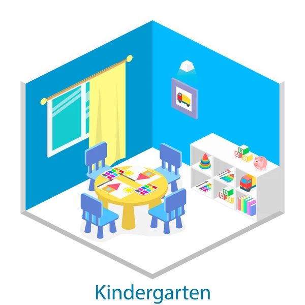 Interieur van kamer in de kleuterschool. — Stockvector