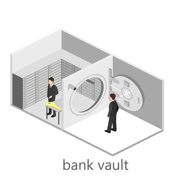 Interior isométrico do cofre do banco — Vetor de Stock