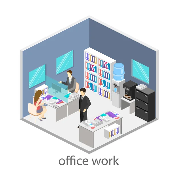 Isometric abstract office — Stock Vector