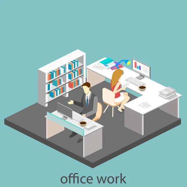 Isometric abstract office — Stock Vector