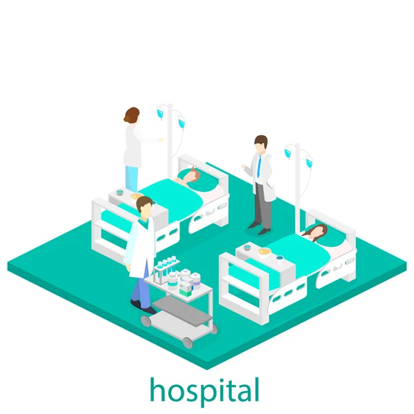 Isométrico interior plano de la habitación del hospital . — Archivo Imágenes Vectoriales