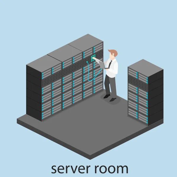 Isometrische interieur van serverruimte. — Stockvector