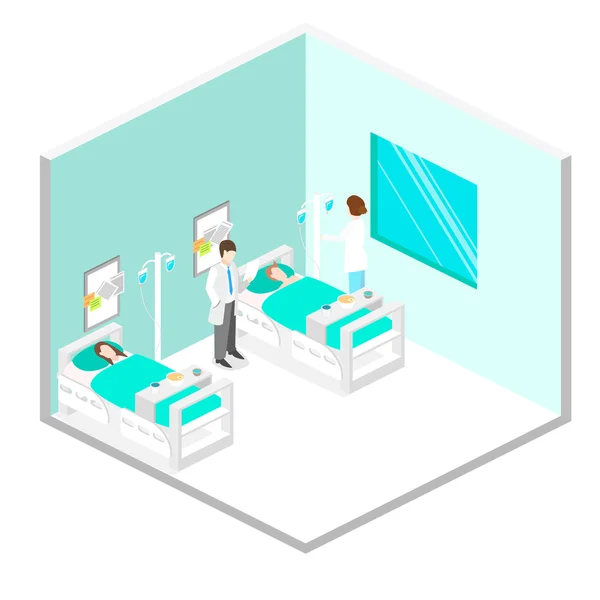 Isométrico interior plano de la habitación del hospital . — Archivo Imágenes Vectoriales